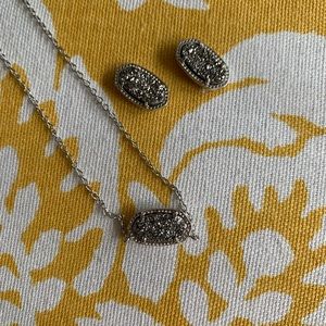 Kendra Scott Matching Silver Earrings & Necklace